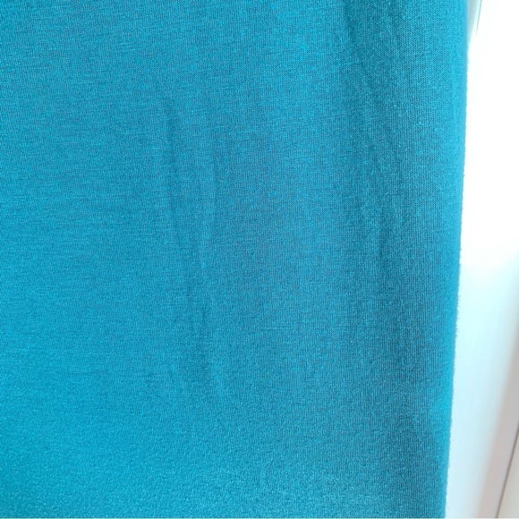 Teal Green Blue Scoop Neck High-Low Circle Hem London Short Sleeves Tunic Tee - Picture 5 of 5